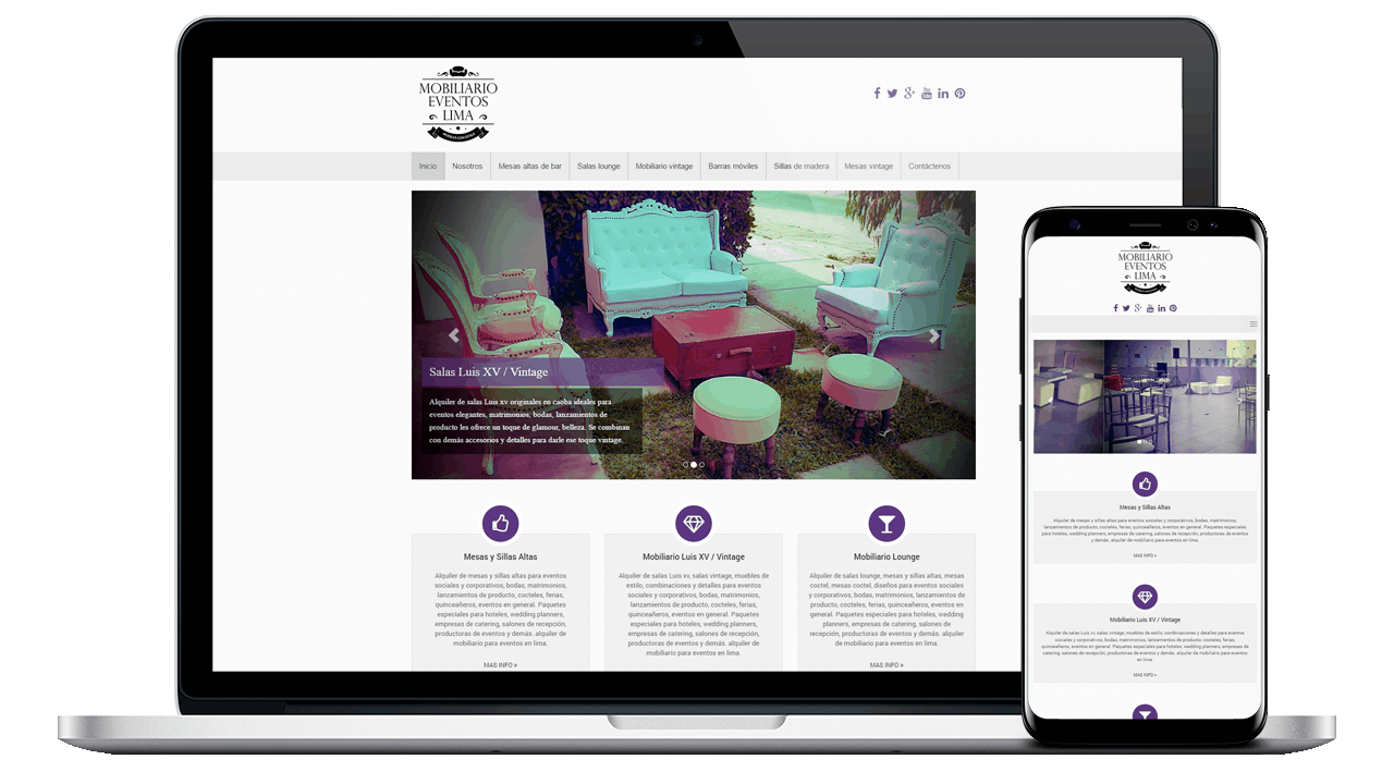 Diseño Web Profesional para Mobiliario Eventos Lima