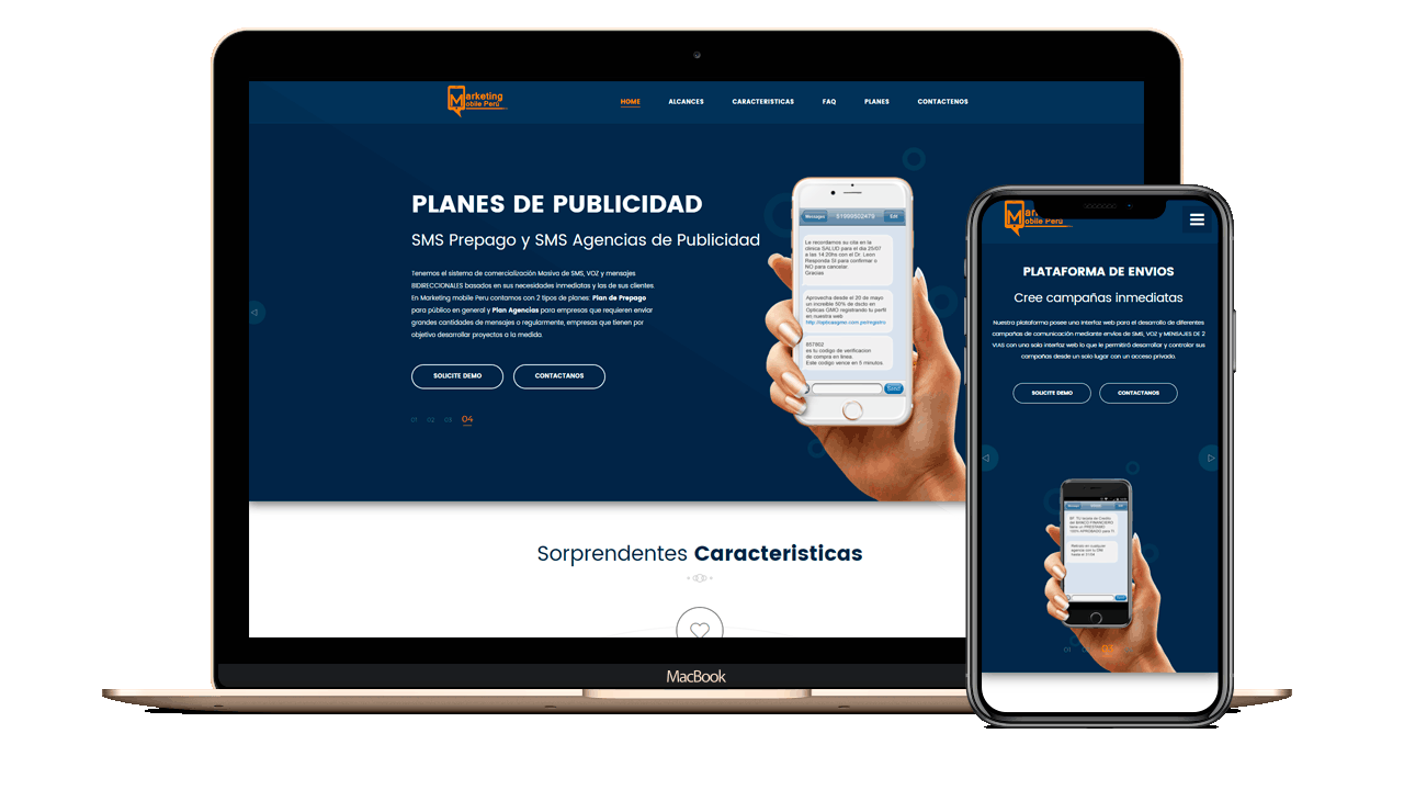 Diseño web Empresarial para SMSMASIVOS